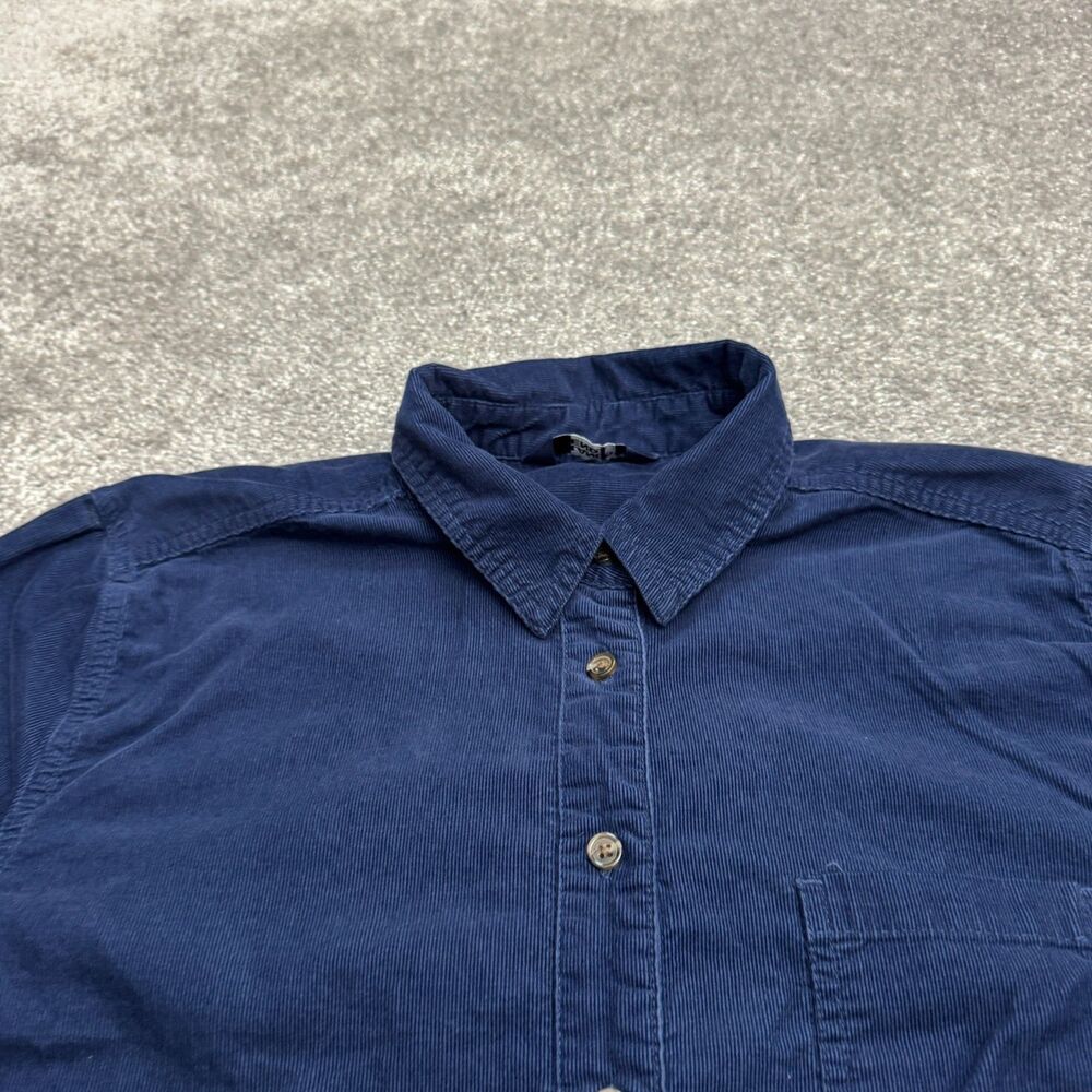 Lands' End Pinwale Corduroy Button Down Midi Shirt Dress Womens Large Navy Blue - Picture 16 of 16
